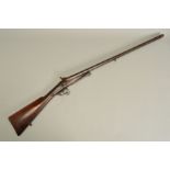 AN ANTIQUE DOUBLE BARREL FRENCH PIN-FIRE SHOTGUN, bearing no makers name, fitted with 29''