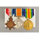 A WWII 1914 STAR TRIO OF MEDALS, named 7262 Pte Henry Shaw 1st West York Regiment, mounted on