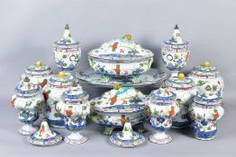 A COLLECTION OF 20TH CENTURY ITALIAN FAIENCE POTTERY, floral decoration, including covered