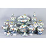 A COLLECTION OF 20TH CENTURY ITALIAN FAIENCE POTTERY, floral decoration, including covered