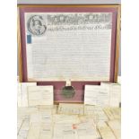A GEORGE II INDENTURE WITH SEAL ATTACHED, circa 1743, relating to land in Nottinghamshire,