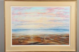 TOM BARRON (BRITISH CONTEMPORARY), 'Atlantic Shore III', a Scottish coastal landscape, oil on
