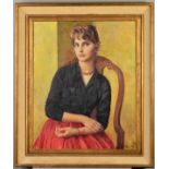 MICHAEL GILBERY (BRITISH 1913-2000), 'Christine', a three quarter length portrait of a seated