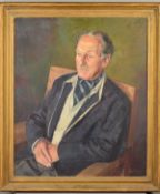 MICHAEL GILBERY (BRITISH 1913-2000), 'Bill Morrison', a half length portrait of a seated gentleman