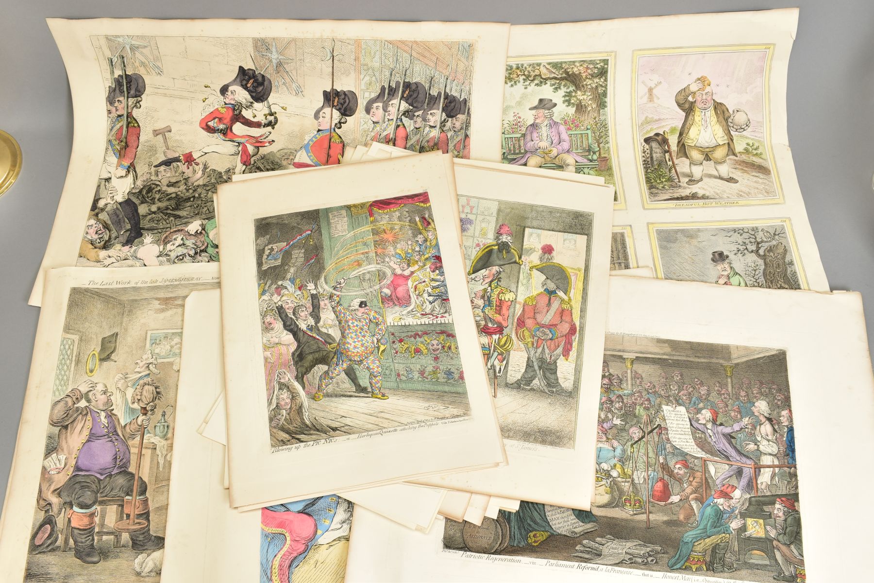 CARICATURES, AFTER JAMES GILLRAY (BRITISH 1757-1815), a collection of numbered double sided