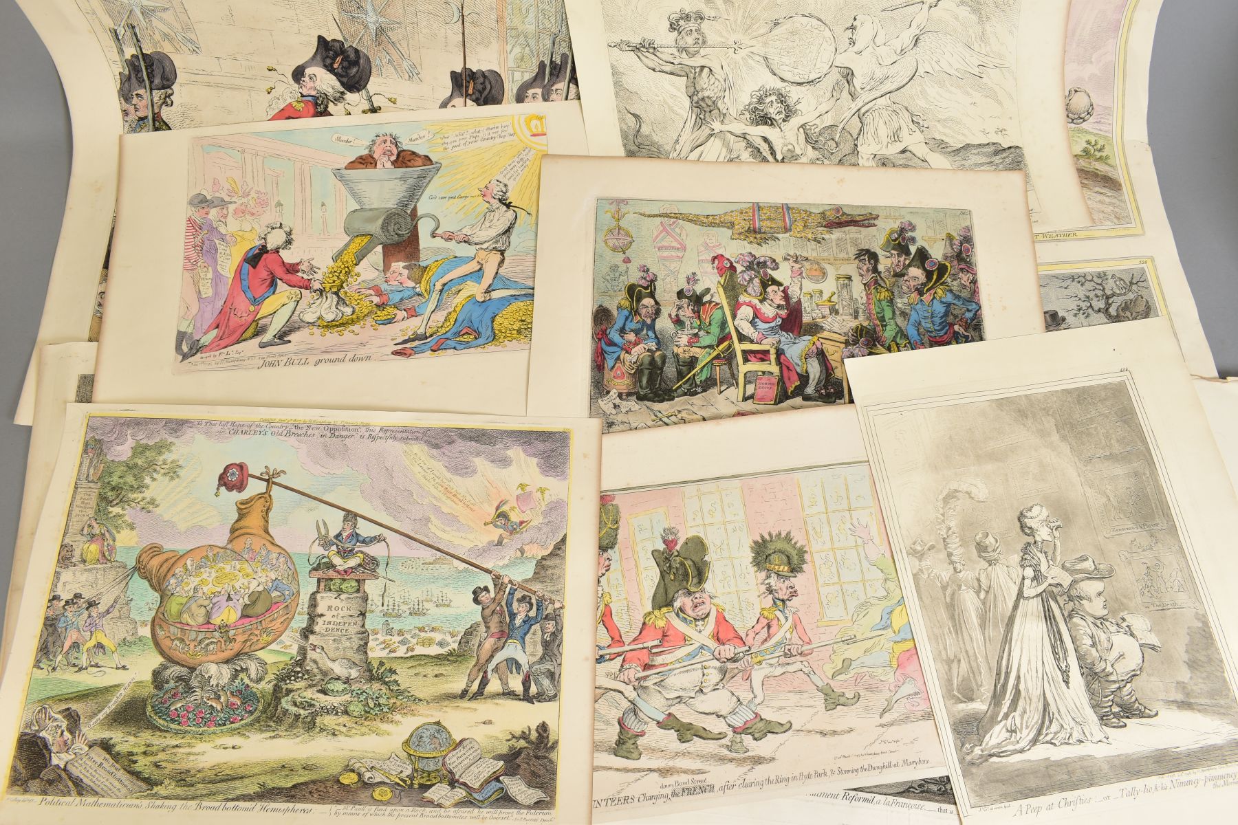 CARICATURES, AFTER JAMES GILLRAY (BRITISH 1757-1815), a collection of numbered double sided - Image 5 of 6