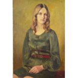 MICHAEL GILBERY (BRITISH 1913-2000), a half length portrait of a seated young woman wearing a
