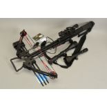 AN ANGLO ARMS MODEL 'THE LEGEND' COMPOUND CROSSBOW, fitted with a 4x32 scope, together with three