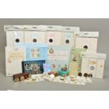 A BOX CONTAINING ROYAL MINT AND BEATRIX POTTER RELATED ITEMS, to include six Royal Mint packs of