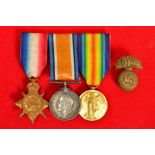 A 1914-15 STAR TRIO OF MEDALS, named 16-366 Cpl H E. Price Sjt on pair, Northumberland Fusiliers,