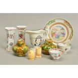 A SMALL GROUP OF CHINESE EXPORT PORCELAIN, including a pair of vases with armorial decoration,