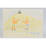 REGGIE KRAY (1933-2000), a crayon drawing of a boxing match under a spotlight (Ronnie and Reggie ?),