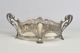 A WMF SILVER PLATED TWIN HANDLED BOWL, model No.352, the sinuous open scrolling handles formed of