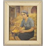 MICHAEL GILBERY (BRITISH 1913-2000), a three quarter length portrait of a seated female farm worker,