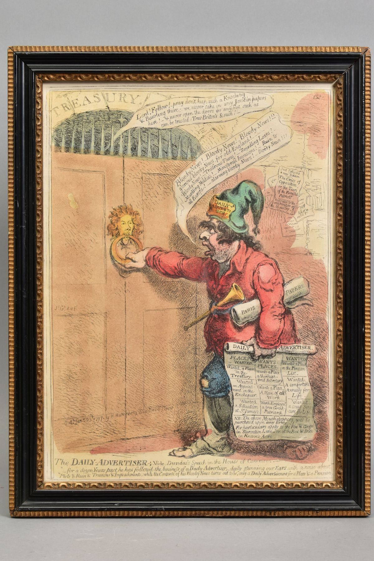 POLITICAL INTEREST CARICATURES, After James Gillray (1757-1815), 'The Daily-Advertiser; Vide, - Image 12 of 13