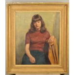 MICHAEL GILBERY (BRITISH 1913-2000), a three quarter length portrait of a seated young woman, oil on