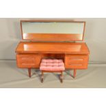 A G PLAN FRESCO TEAK DRESSING TABLE, with a rectangular swinging mirror, frieze make up drawer above