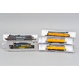 FIVE BOXED N GAUGE AMERICAN OUTLINE DIESEL LOCOMOTIVES, comprising Kato GE C44-9W, un-numbered in