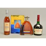 THREE BOTTLES OF COGNAC, comprising a bottle of Gautier XO Gold & Blue, 40% vol, 70cl, boxed, a