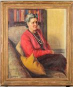 MICHAEL GILBERY (BRITISH 1913-2000), a three quarter length portrait of a seated lady, oil on