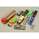 A QUANTITY OF LOOSE DINKY AND CHAD VALLEY DIECAST VEHICLES, including Foden 14T Tanker, No.504,