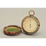 AN EARLY 20TH CENTURY NEGRETTI & ZAMBRA POCKET BAROMETER ALTIMETER IN GILT BRASS CASE, measures to