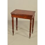 AN EARLY 19TH CENTURY AND LATER GILLOWS STYLE MAHOGANY PATIENCE TABLE, the rectangular fold over