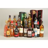 A COLLECTION OF WHISKY, WINE, RUM AND SPIRITS, comprising a bottle of Glenfiddich 12 Year Old Single