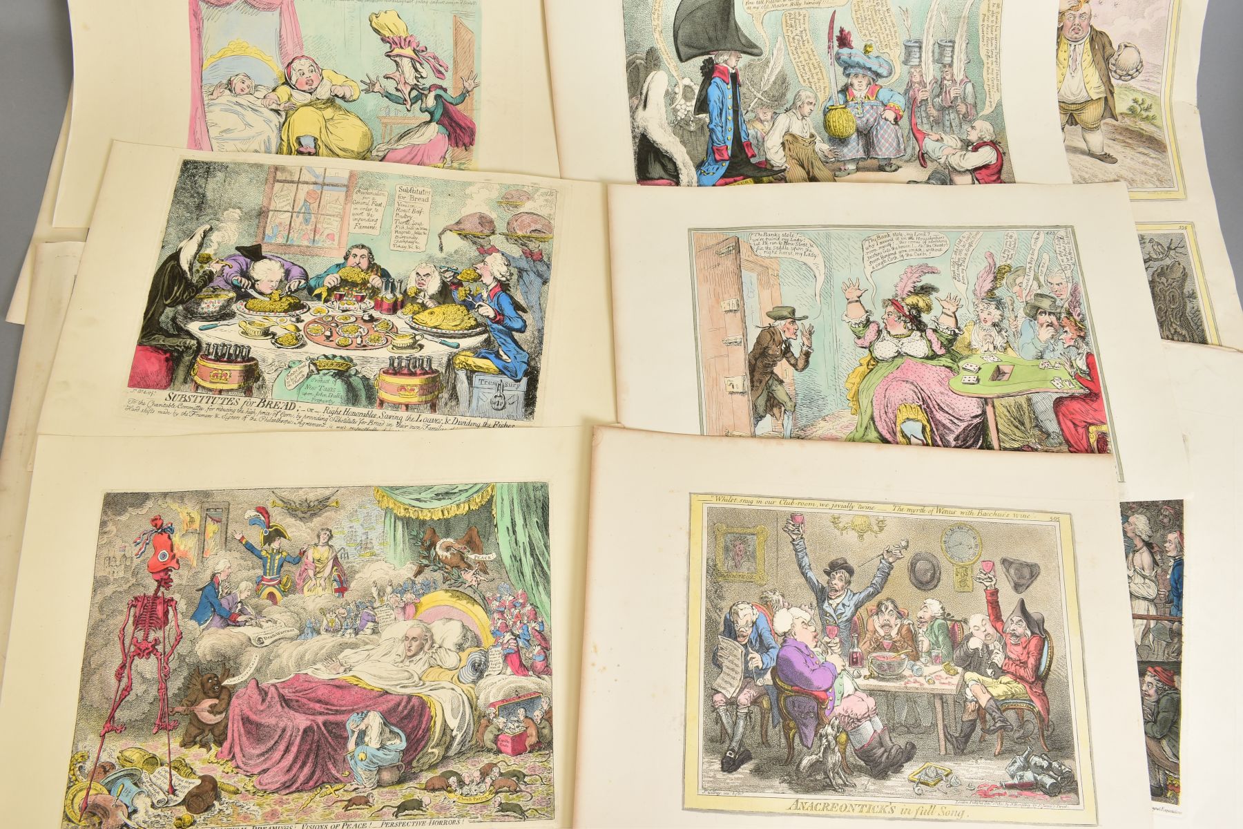 CARICATURES, AFTER JAMES GILLRAY (BRITISH 1757-1815), a collection of numbered double sided - Image 4 of 6