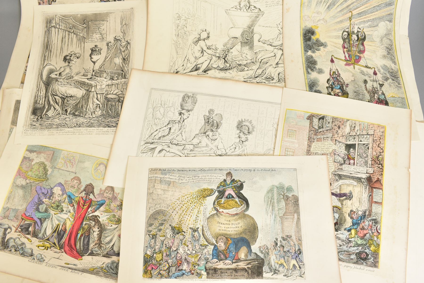 CARICATURES, AFTER JAMES GILLRAY (BRITISH 1757-1815), a collection of numbered double sided - Image 2 of 6