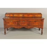 A MID 18TH CENTURY AND LATER OAK DRESSER, the short raised back above an arrangement of four drawers