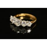 A LATE 20TH CENTURY 18CT GOLD HALF HOOP FIVE STONE DIAMOND RING, estimated total diamond weight 2.