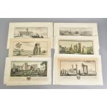 FOURTEEN ASSORTED ENGRAVINGS AFTER S & N BUCK, seven hand coloured, mostly castles, including 'The