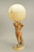G. MASCONGNI (G. MASCAGNI), a late 19th Century alabaster table lamp, with two section spherical