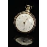 A GEORGE III SILVER PAIR CASED POCKET WATCH BY WEBB OF TAMWORTH, fusee movement, verge escapement,