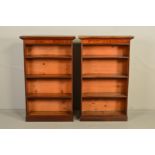 A PAIR OF VICTORIAN MAHOGANY AND PINE OPEN FRONT BOOKCASES, of rectangular form with moulded