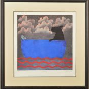 MACKENZIE THORPE (BRITISH 1956), 'Salty', a stylised dog in a boat, a limited edition print, 239/