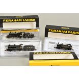 THREE BOXED GRAHAM FARISH BY BACHMANN N GAUGE L.M.S. LOCOMOTIVES, Ivatt Class 2MT, No.6404 (372-