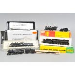 FOUR BOXED AND UNBOXED N GAUGE AMERICAN OUTLINE STEAM LOCOMOTIVES, comprising boxed Bachmann