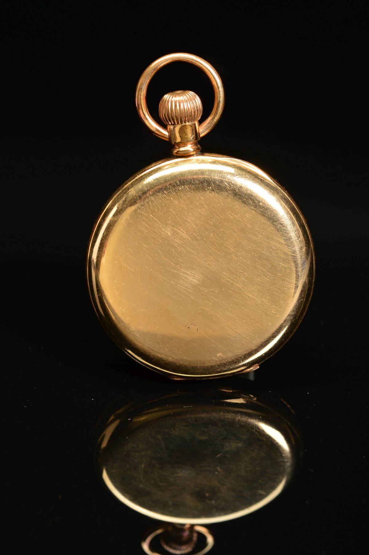 A 14K GOLD PLATED WALTHAM TOP WIND FULL HUNTER POCKET WATCH, engraved monogram to cover, enamel dial - Image 3 of 9