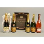 FIVE BOTTLES OF CHAMPAGNE, comprising a bottle of Champagne Beaumet Brut Vintage 1995, a bottle of