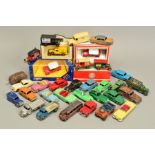A QUANTITY OF UNBOXED DINKY TOYS, including Cadillac Eldorado, No.131, in yellow, Standard Vanguard,