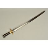 AN EARLY 19TH CENTURY BELIEVED CURVED BLADE SWORD, blade length 65cm, over 3/4 of the blade length