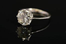 A DIAMOND SINGLE STONE RING, a round brilliant cut diamond, calculated weight 2.45ct, colour