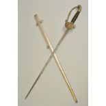 A BELIEVED US MILITARY OFFICERS SWORD, from the American Civil War period, 1860 pattern, there are