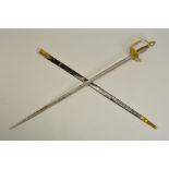 A LATE 19TH / EARLY 20TH CENTURY OFFICERS LIGHT SWORD, possibly Continental, blade length