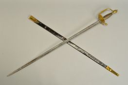 A LATE 19TH / EARLY 20TH CENTURY OFFICERS LIGHT SWORD, possibly Continental, blade length