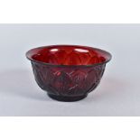 A CHINESE RED GLASS LOTUS BOWL, diameter 12.4cm x height 6.5cm (condition: good condition)