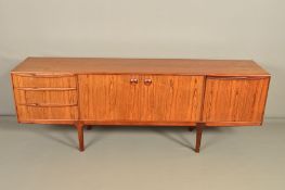 A MCINTOSH ROSEWOOD 7FT SIDEBOARD, with three graduated drawers, the top drawer red baize lined