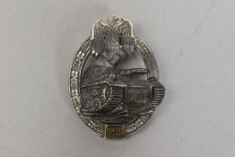 A GERMAN 3RD REICH SILVER AWARD PANZER ASSAULT BADGE, with the '25' engagements panels at the
